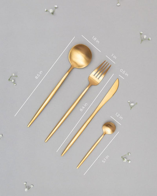 Zuri Cutlery Set Matt Gold (4 Pieces)