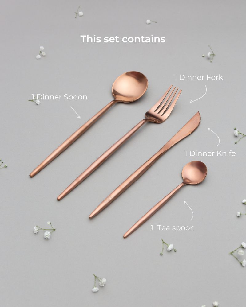 Zuri Cutlery Set Matt Rose Gold (4 Pieces)