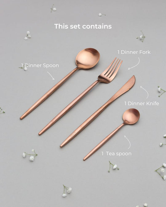 Zuri Cutlery Set Matt Rose Gold (4 Pieces)