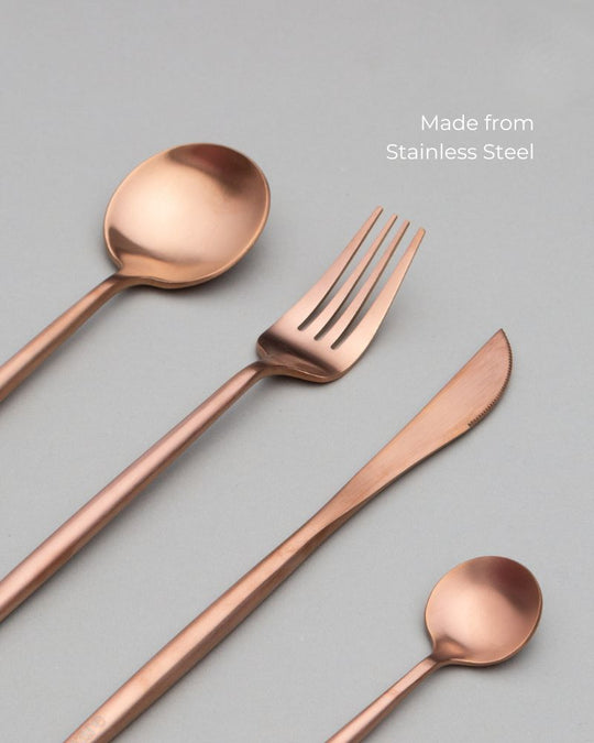 Zuri Cutlery Set Matt Rose Gold (4 Pieces)