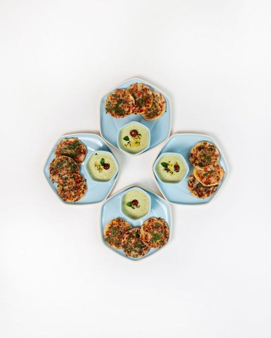 Aqua Honeycomb Snack Plate and Bowl Set (8 pieces)