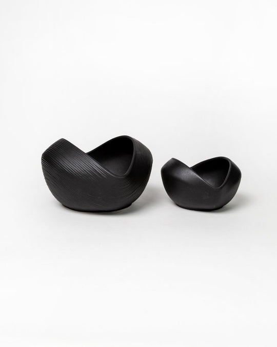Big & Small Whirl Bowl Main Course Serving Set Matt Black (2 Pieces)