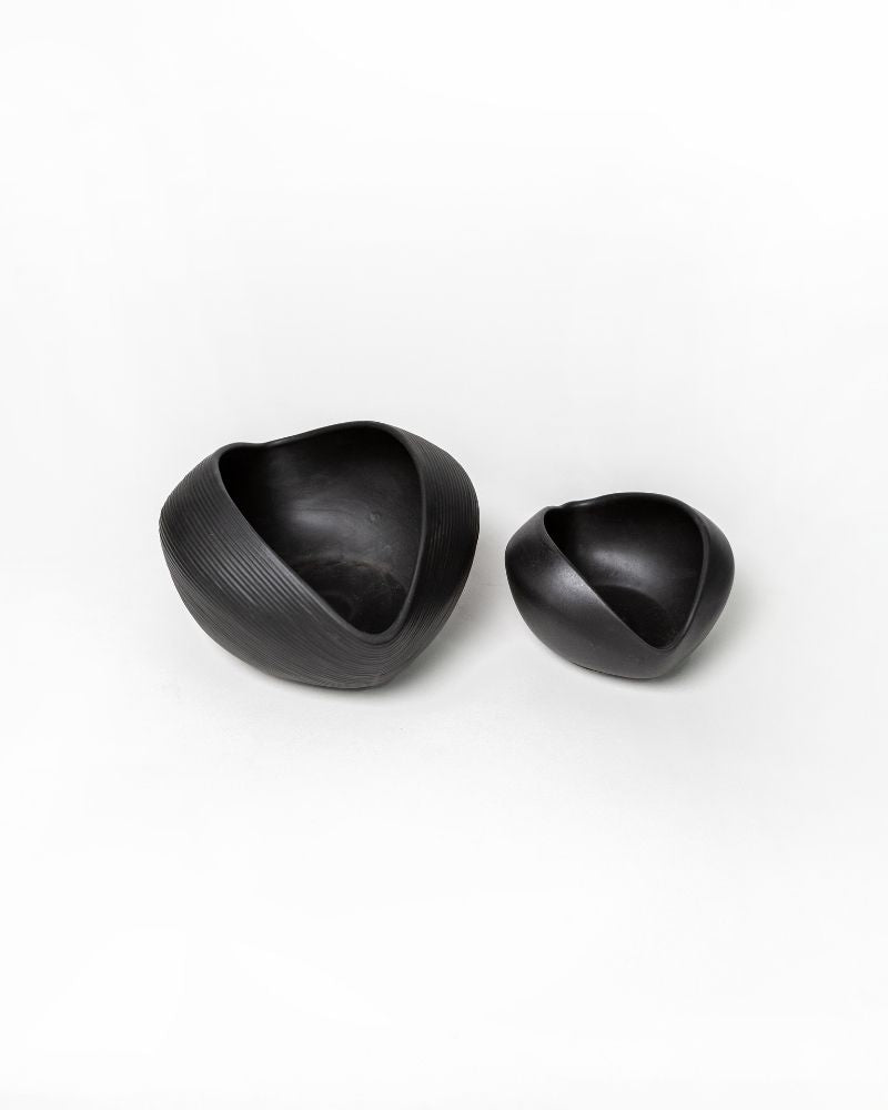 Big & Small Whirl Bowl Main Course Serving Set Matt Black (2 Pieces)