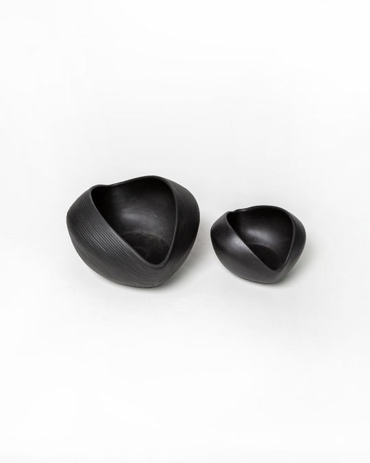 Big & Small Whirl Bowl Main Course Serving Set Matt Black (2 Pieces)