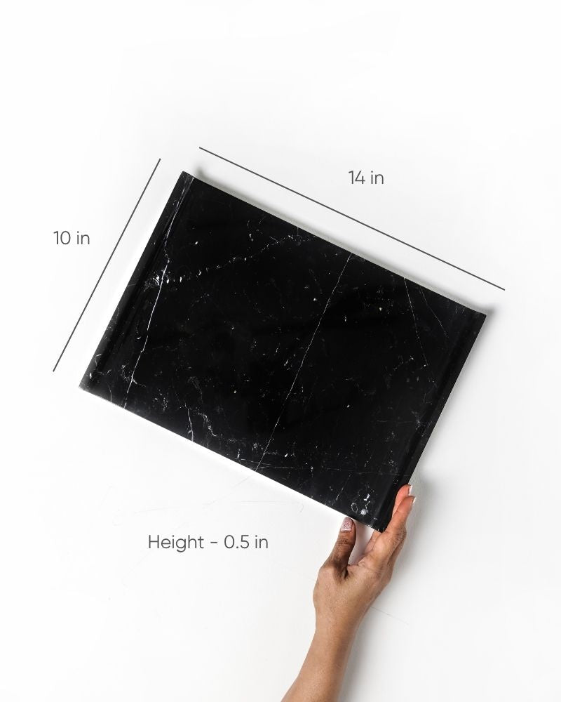 Big Lush Black Marquina Marble Tray - Gift Set
