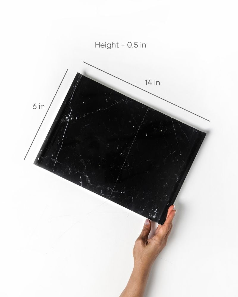 Big Lush Black Marquina Marble Tray