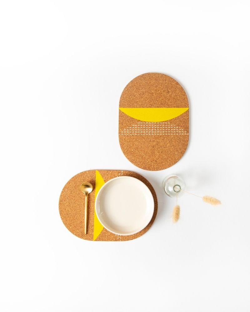 Celeste Oval Trivet Lemon Yellow (Set of 2)