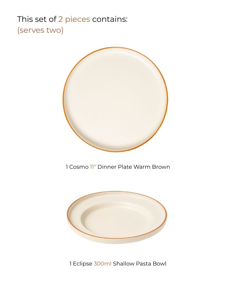 Dip and Crisps Snack Plate Set Warm Brown