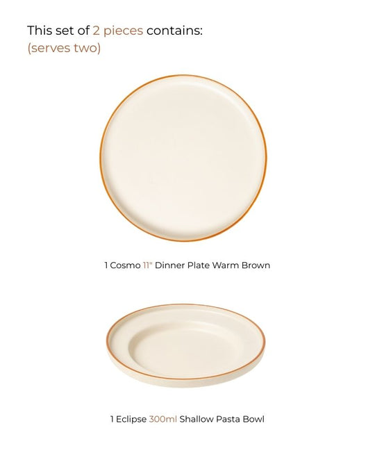 Dip and Crisps Snack Plate Set Warm Brown