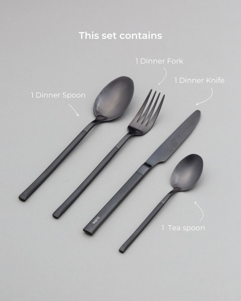 Kyro Cutlery Set Matt Black (4 Pieces)