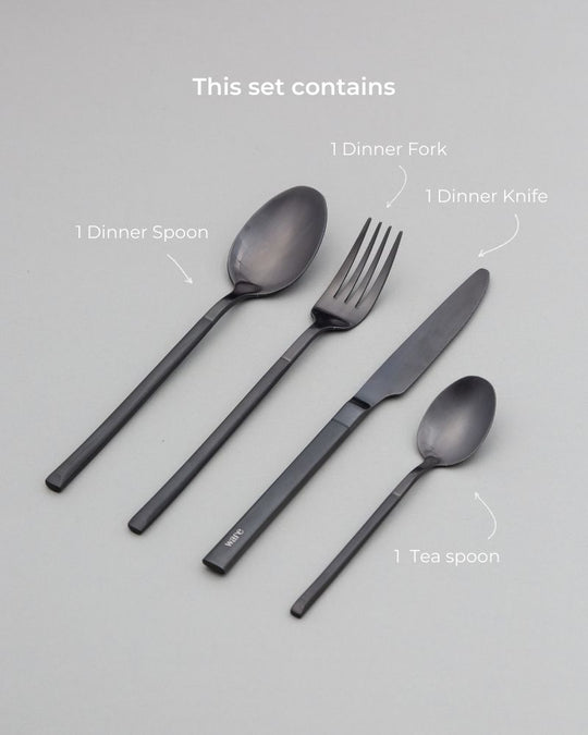 Kyro Cutlery Set Matt Black (4 Pieces)