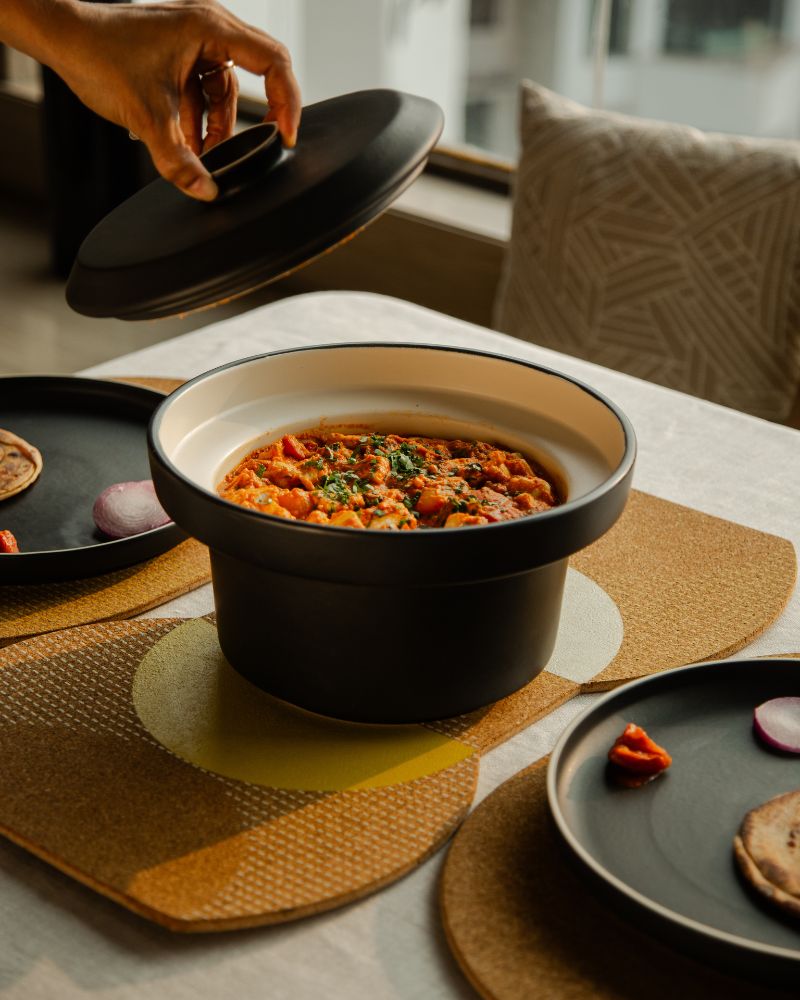 Large Eclipse Serving Bowl with Lid Matte Black