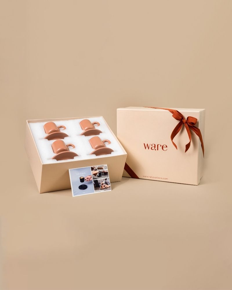Lilo Cup and Saucer (Set of 4) Matt Tan - Gift Set
