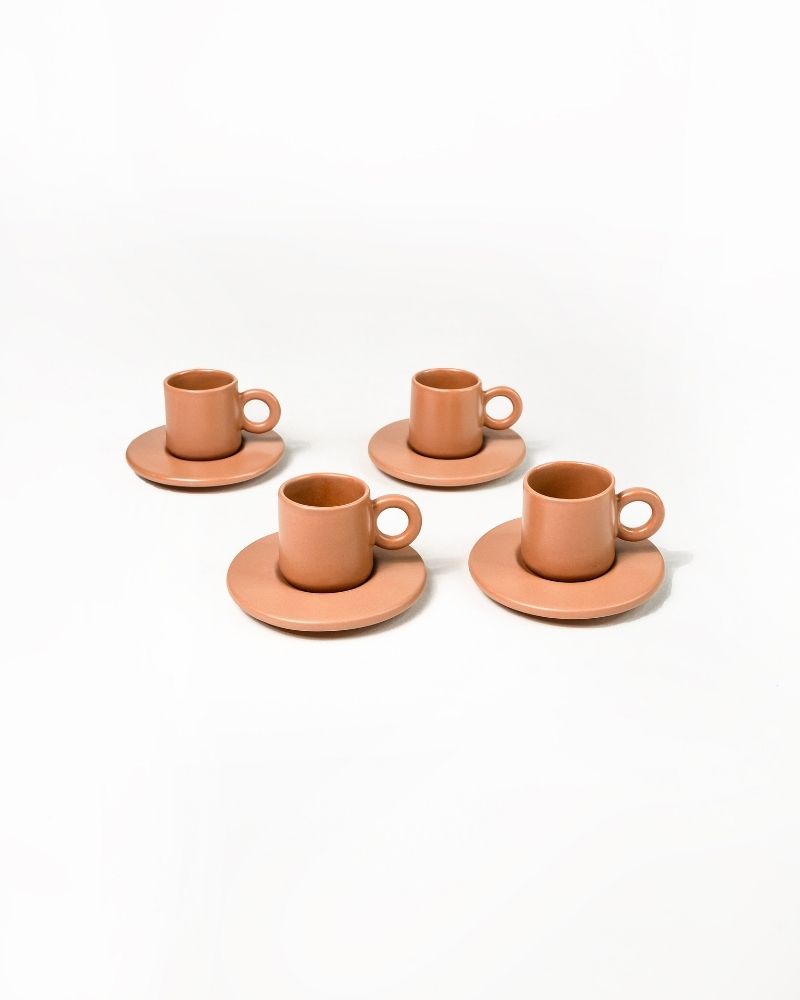 Lilo Cup and Saucer (Set of 4) Matt Tan - Gift Set