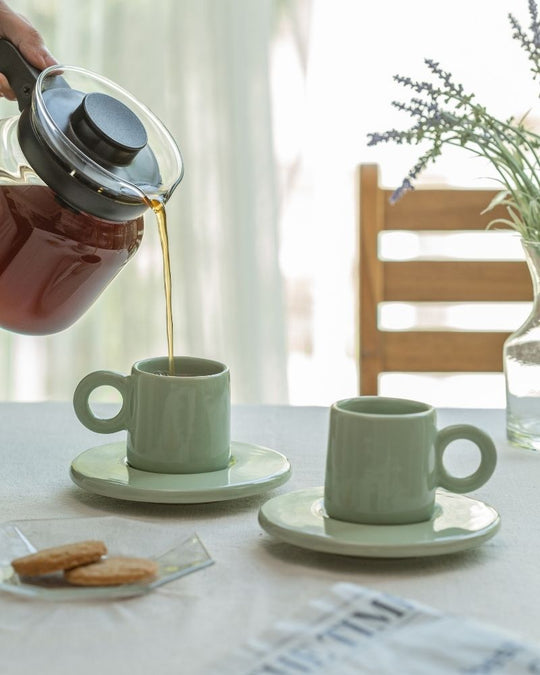 Lilo 90ml Cup & Saucer Set Tea Green (Set of 2)