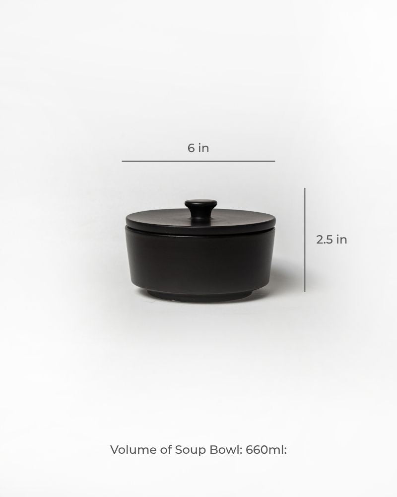 Luna 660ml Soup Bowl with Lid Matt black