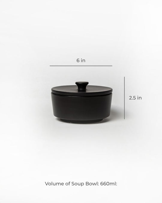 Luna 660ml Soup Bowl with Lid Matt black