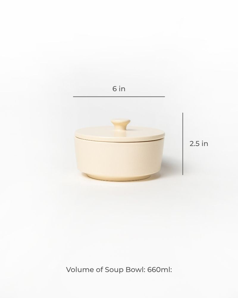 Luna 660ml Soup Bowl with Lid Nude