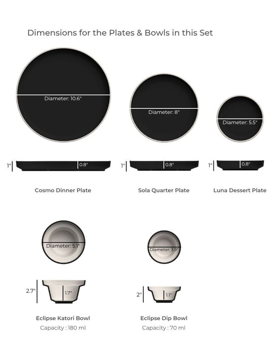 Lunar Dinner Set Matt Black (5 pieces)
