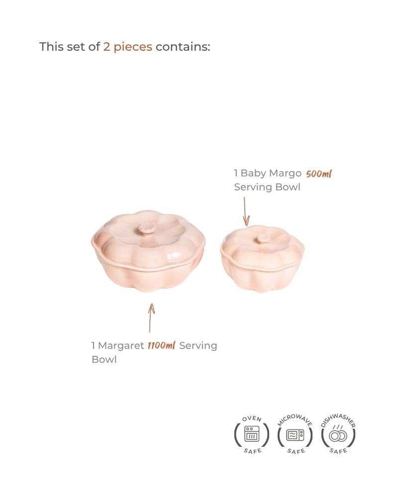 Margaret & Baby Margo Bowl Main Course Serving Set Blush (2 Pieces)