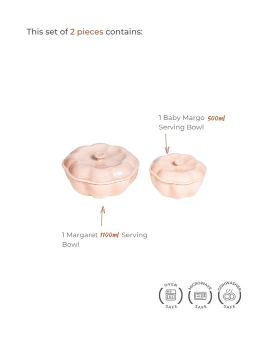 Margaret & Baby Margo Bowl Main Course Serving Set Blush (2 Pieces)