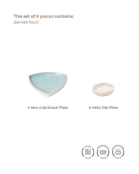 Nosh Starter Plate Set Aqua (8 Pieces)
