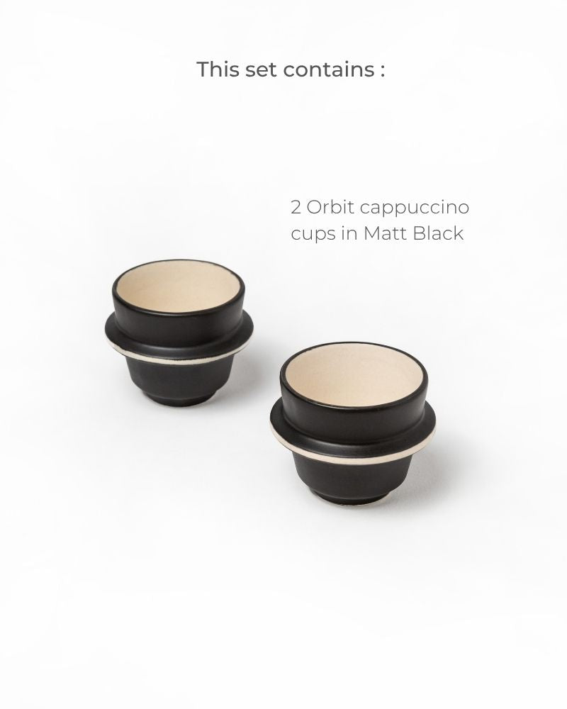 Orbit 180ml Cappuccino Cup Matt Black (Set of 2)