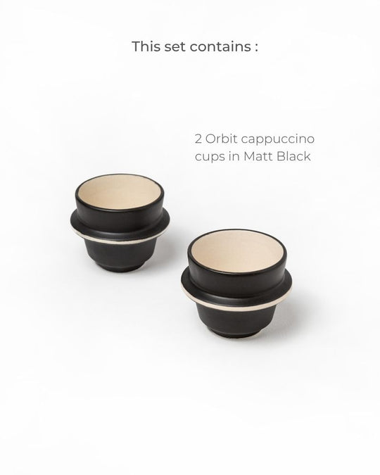 Orbit 180ml Cappuccino Cup Matt Black (Set of 2)