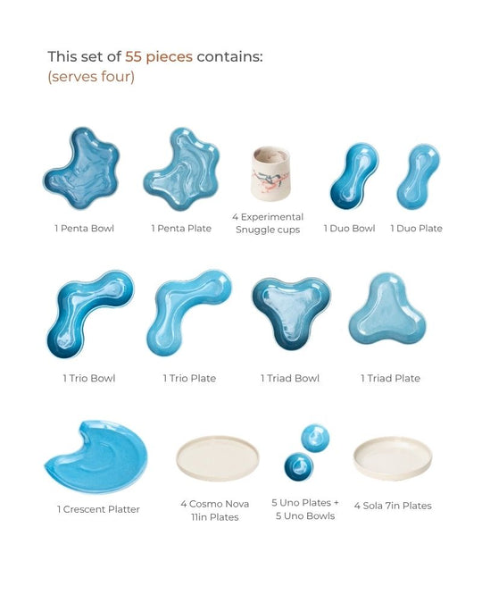 Pivot Dinner Spread Pacific Blue (55 pieces)