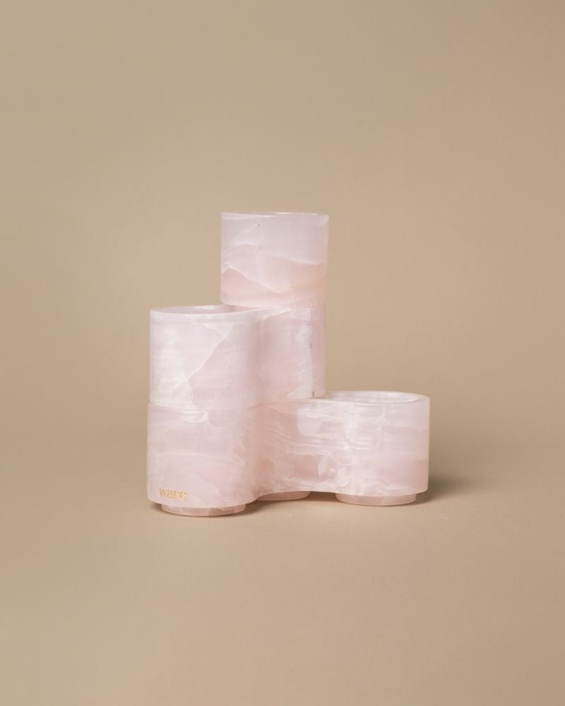 Pivot Marble Candle Stand Pink Onyx (3 pieces)