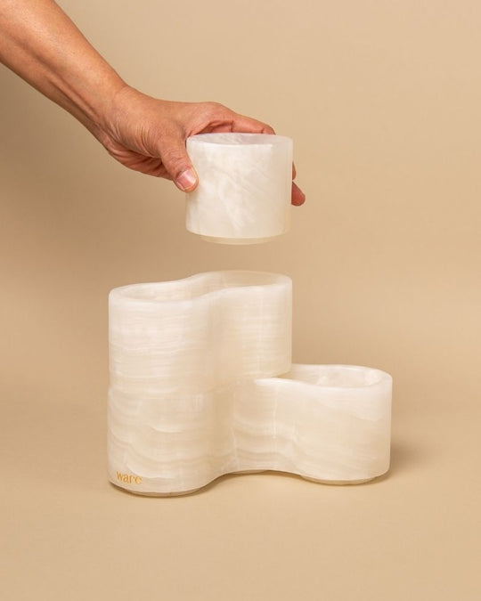 Pivot Stacking Candle Stand White Onyx (3 Pieces)