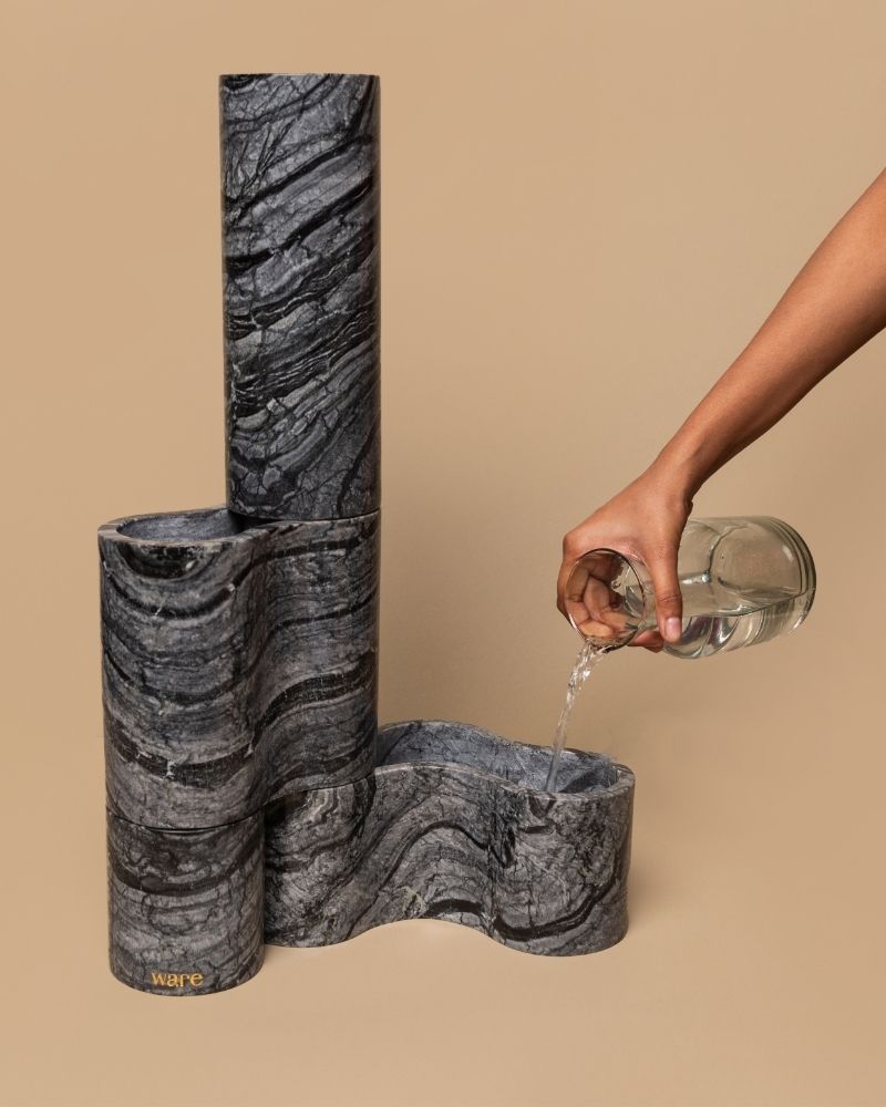 Pivot Marble Vase Jurassic Black (4 Pieces)
