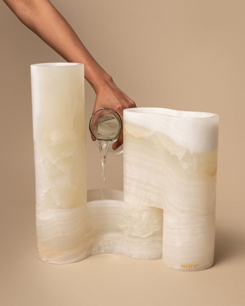 Pivot Marble Vase White Onyx (4 Pieces)