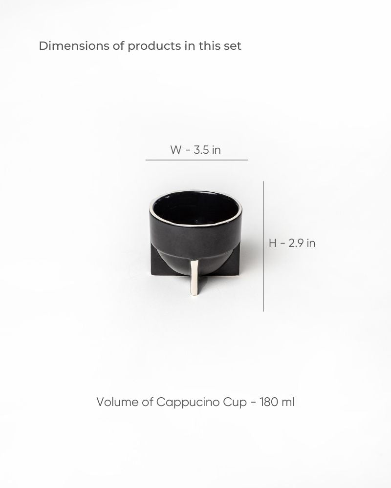 Pod 180ml Coffee Cup Gloss Black (Set of 2)