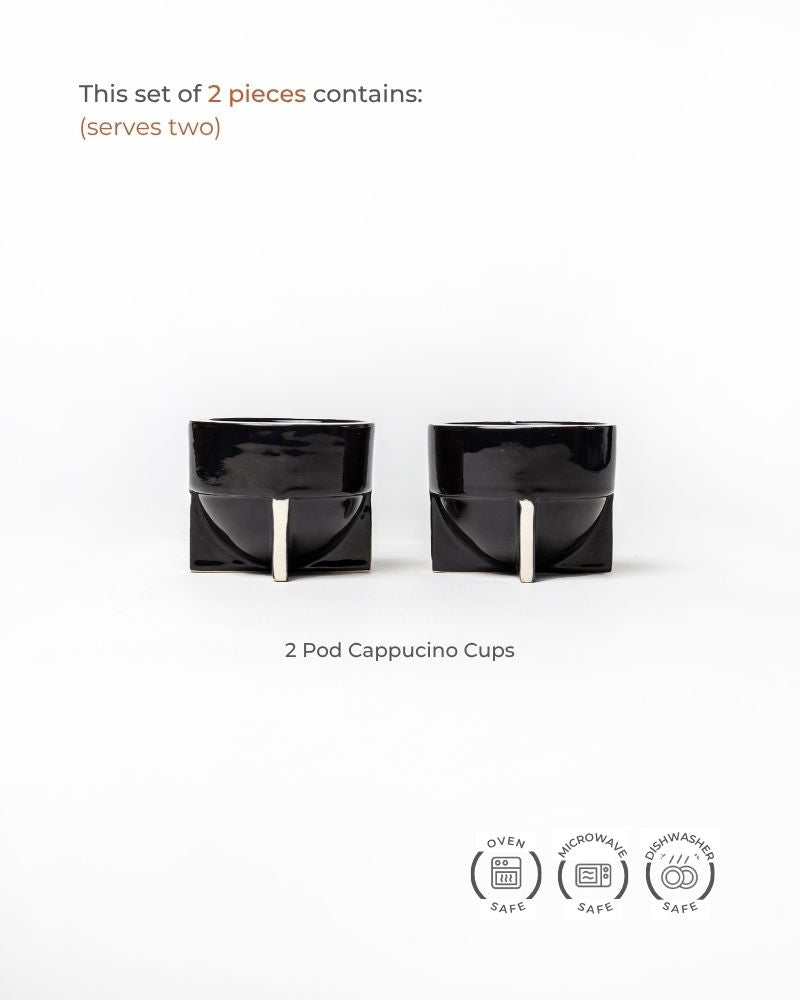 Pod 180ml Coffee Cup Gloss Black (Set of 2)