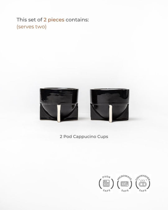 Pod 180ml Coffee Cup Gloss Black (Set of 2)