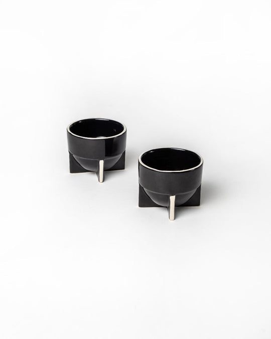 Pod 180ml Coffee Cup Gloss Black (Set of 2)