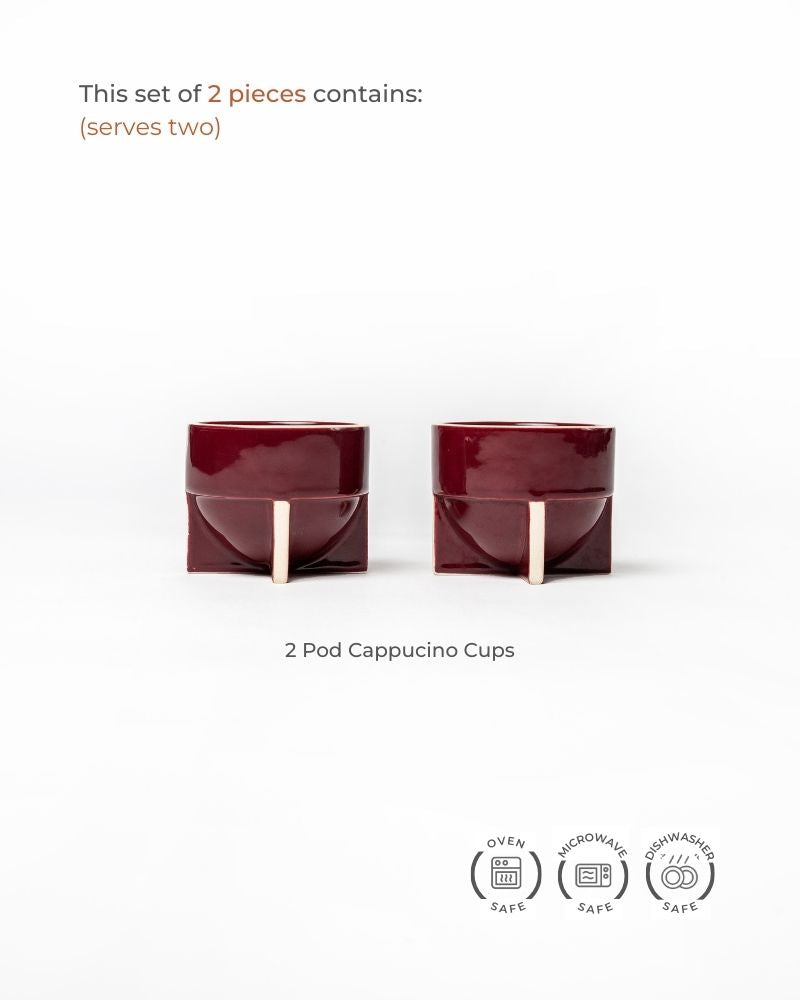 Pod 180ml Coffee Cup Gloss Maroon (Set of 2)