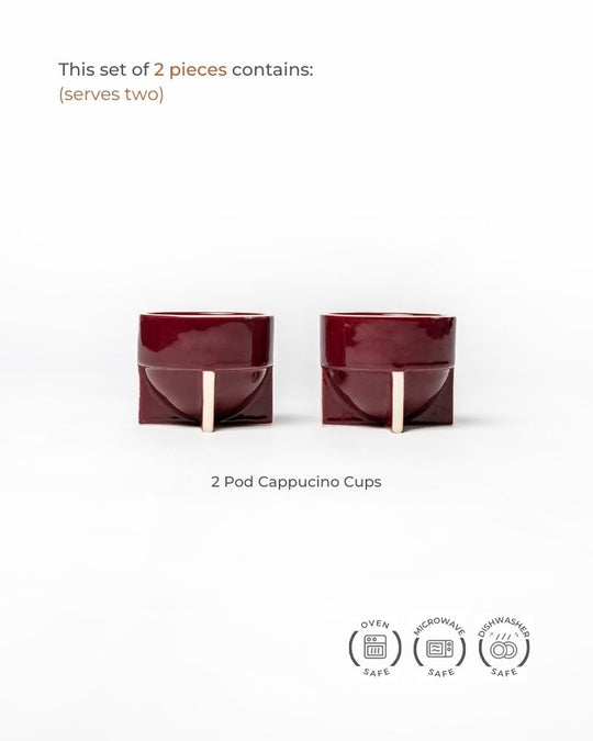 Pod 180ml Coffee Cup Gloss Maroon (Set of 2)