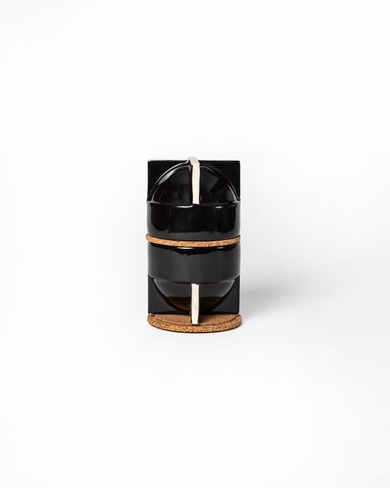 Pod 180ml Cappuccino Cup Gloss Black (Set of 2) - Gift Set