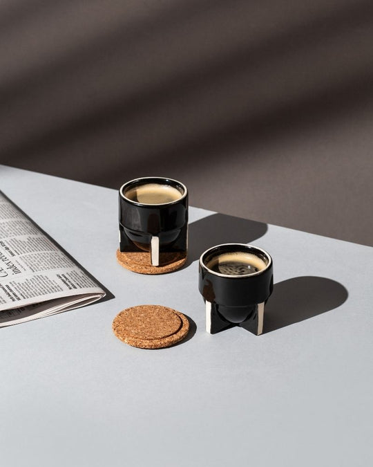 Pod 90ml Espresso Cup Gloss Black (Set of 2) - Gift Set