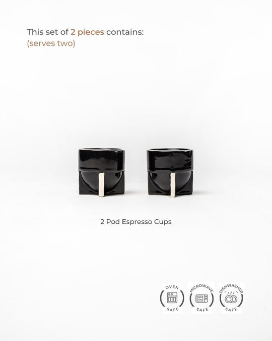 Pod 90ml Espresso Cup Gloss Black (Set of 2)