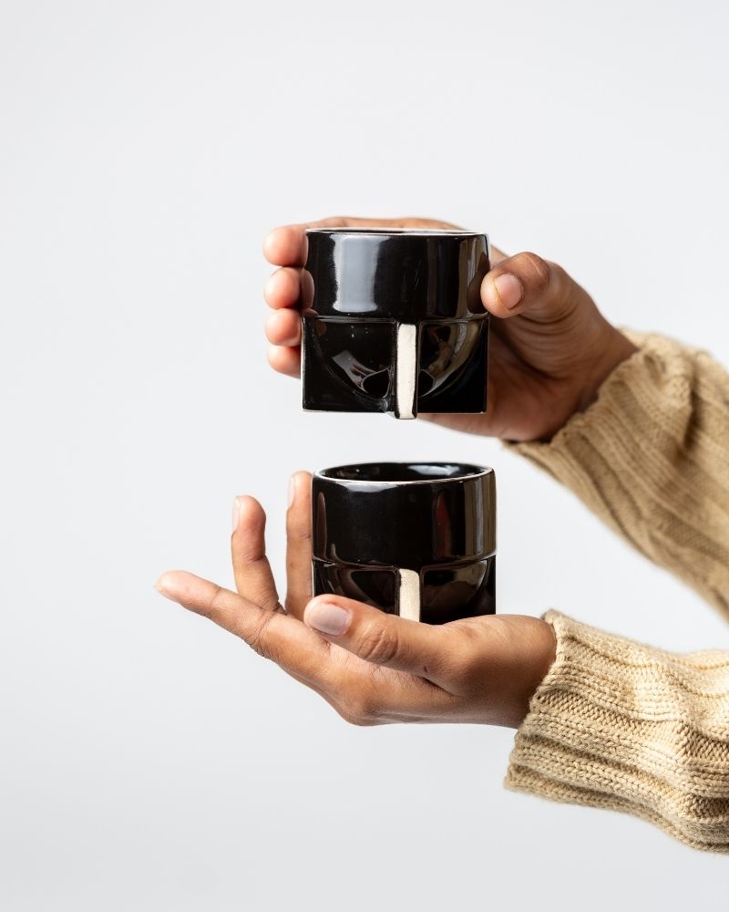 Pod 90ml Espresso Cup Gloss Black (Set of 2)