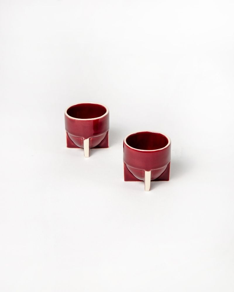 Pod 90ml Espresso Cup Gloss Maroon (Set of 2)