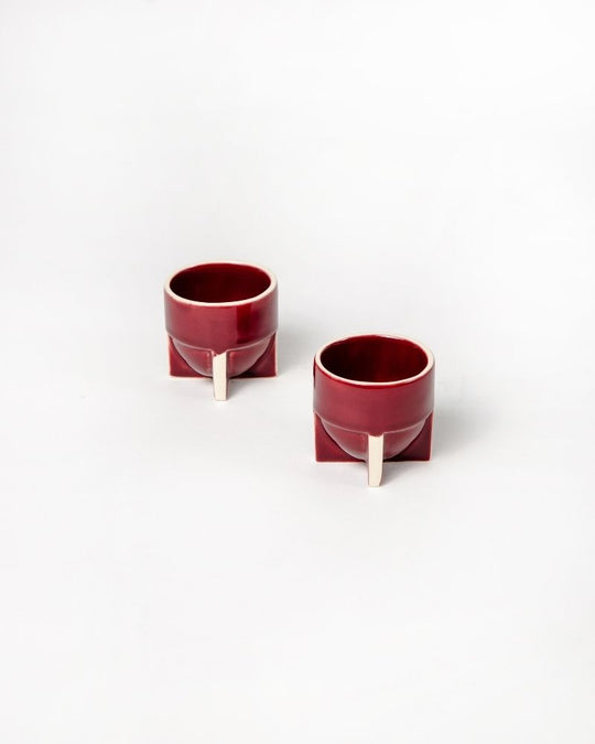 Pod 90ml Espresso Cup Gloss Maroon (Set of 2)