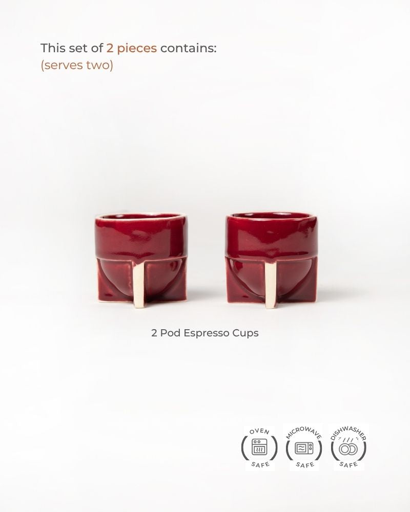 Pod 90ml Espresso Cup Gloss Maroon (Set of 2)
