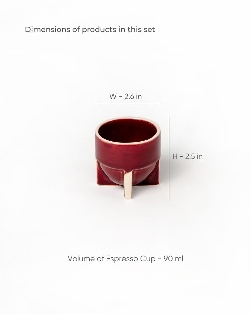 Pod 90ml Espresso Cup Gloss Maroon (Set of 2)