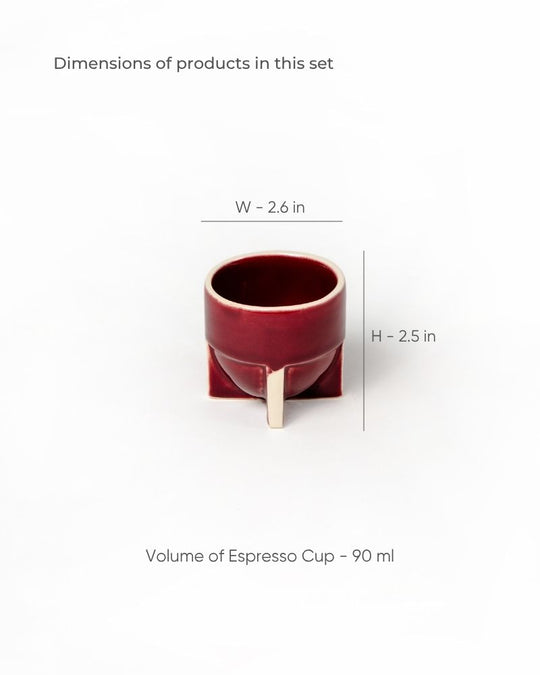 Pod 90ml Espresso Cup Gloss Maroon (Set of 2)