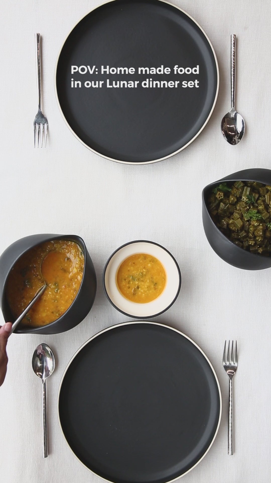 Lunar Dinner Set Matt Black (5 pieces)