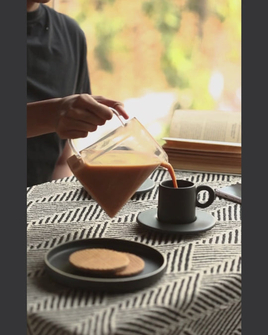 Lilo Cup and Saucer (Set of 4) Matt Black & Matt Tan - Gift Set